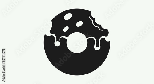 Silhouette of a Bitten Donut with Dripping Glaze and Sprinkles.