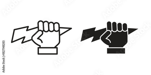 Hand with Power icons design, logo. Symbol illustration set