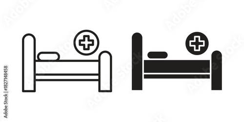 Hospital bed icons design, logo. Symbol illustration set