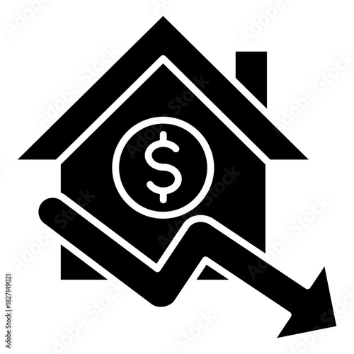 Price Down Glyph Icon