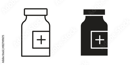 Medicine bottle icons design, logo. Symbol illustration set