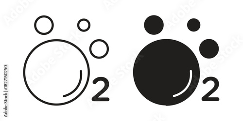 Oxygen O2 icons design, logo. Symbol illustration set