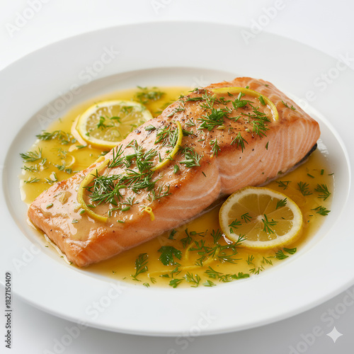  Baked salmon with butter and lemon sauce