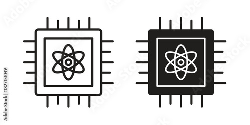 Quantum computing icons design, logo. Symbol illustration set