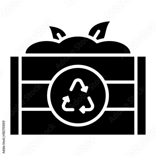 Compost bin glyph solid icon