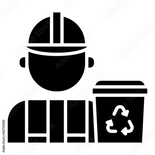 Waste collector glyph solid icon