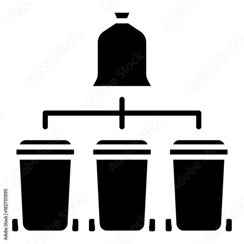 Waste sorting glyph solid icon