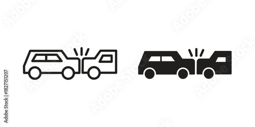 Rear end collision icons design, logo. Symbol illustration set
