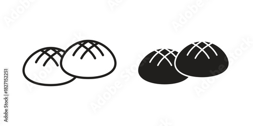 Steamed bread icons design, logo. Symbol illustration set