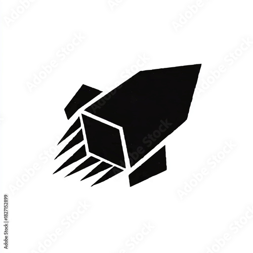 Black Geometric Rocket Symbolizing Space Exploration

