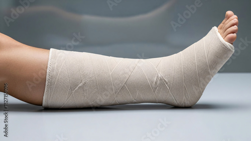 Foot and leg cast support recovery after an injury, comfort and protection for healing process