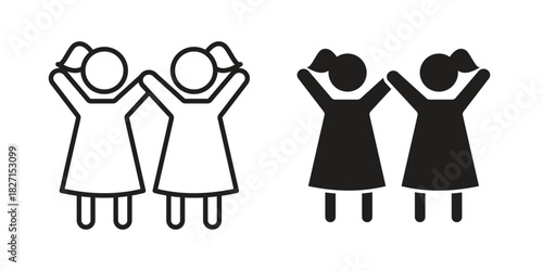 Twin icons design, logo. Symbol illustration set