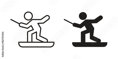 Wakeboarding icons design, logo. Symbol illustration set