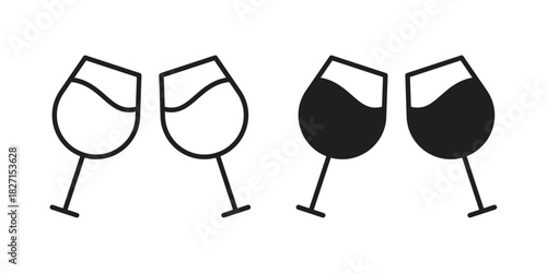 Wine toast icons design, logo. Symbol illustration set