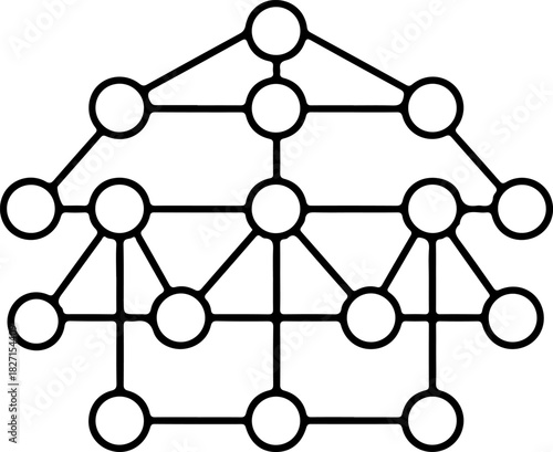 Abstract network diagram of interconnected nodes and pathways, symbolizing data, technology, or a system, isolated on transparent background