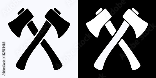 Two crossed axes black and white icons