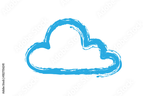 Childish hand drawn cloud icon, simple doodle ink drawing.