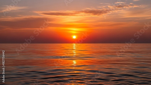 Vibrant Ocean Sunset with Dramatic Sky Reflection