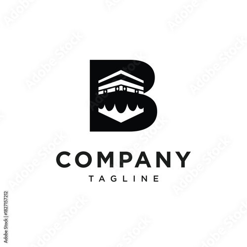 Letter B Kaaba Mecca Logo Icon Vector