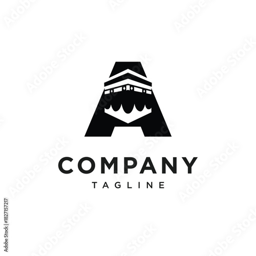 Letter A Kaaba Mecca Logo Icon Vector