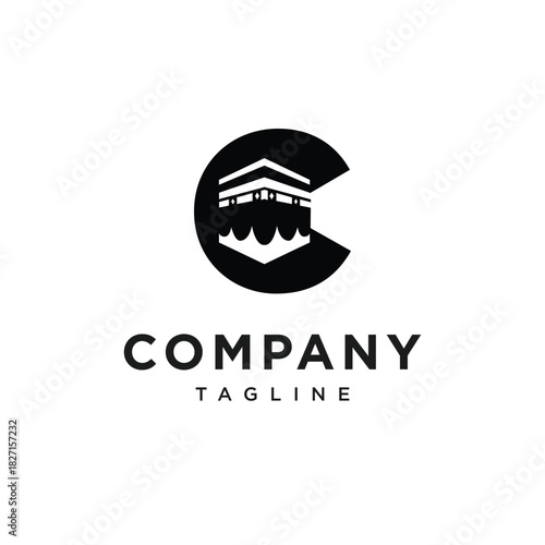 Letter C Kaaba Mecca Logo Icon Vector