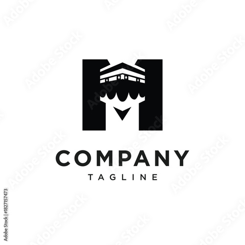Letter M Kaaba Mecca Logo Icon Vector