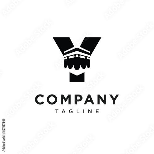 Letter Y Kaaba Mecca Logo Icon Vector