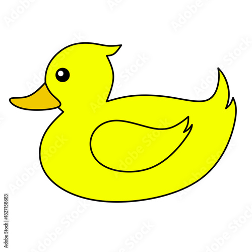 Simple flat illustration of a duck standing on the ground, suitable for farm animals, wildlife, nature, and children’s educational themes