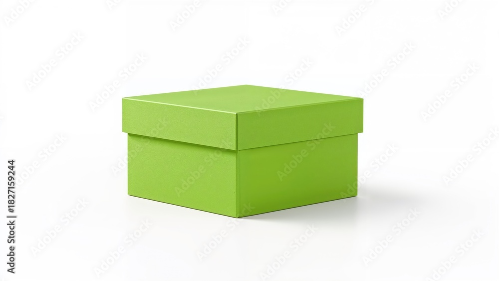 Fototapeta premium Green cardboard box with a lid. Packaging, storage, and container concept. Packaging design and presentation. The concept of storage and packaging.