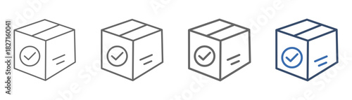 
outline icon set box with box and check mark design