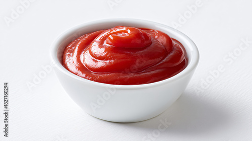 Wallpaper Mural Small white bowl filled with rich red tomato ketchup isolated on white background Torontodigital.ca