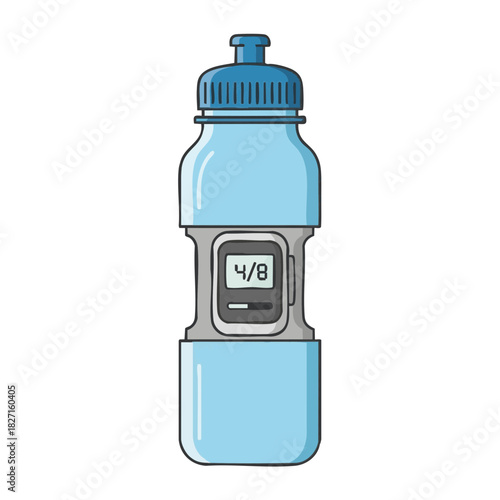 Blue water bottle with tracker for hydration during Dry January challenge  