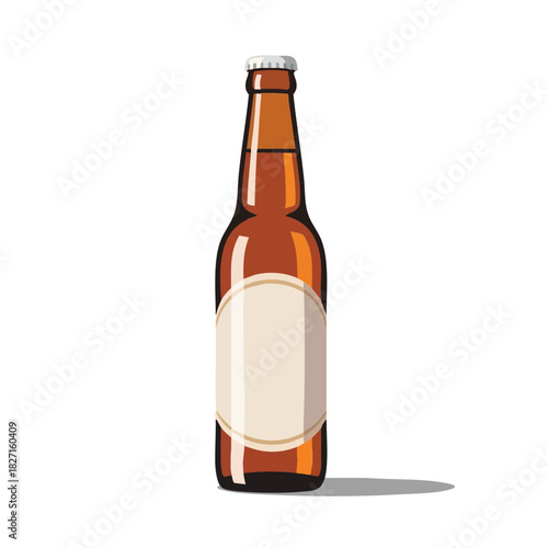 Non-alcoholic beer bottle on white background representing Dry January challenge  