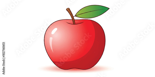 A polished illustration of a fresh apple featuring smooth rounded contours, clean outlines, and soft glossy gradients