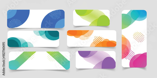 Modern Geometric Shapes and Banners Illustration with Clean Lines