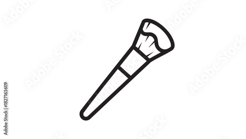 Minimalist outline vector illustration of a cosmetic powder brush, a symbol for beauty, makeup artistry, and personal care