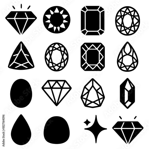 Jewel Silhouette Collection: A captivating collection of meticulously crafted gemstone silhouettes showcasing the artistry of jewelry design, perfect for projects requiring elegance and allure.