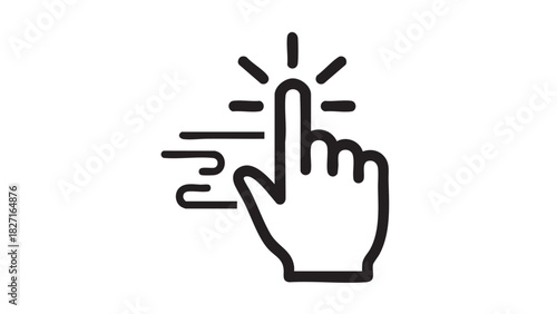 Hand cursor clicking or tapping, indicating user interaction and selection on a digital interface, perfect for web design and app development projects