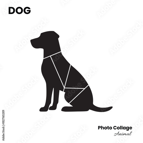 Animal inspired dog silhouette frame template for photo collage