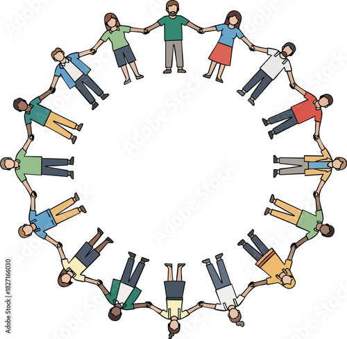 Diverse Community Circle Holding Hands