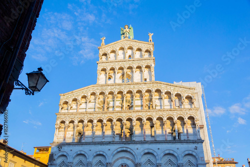 Romanesque Cathedral Facade with Sculptures