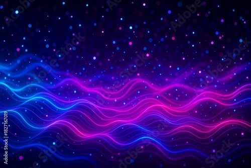 Purple and blue wave with many small dots in the background. The wave is very long and has a lot of dots