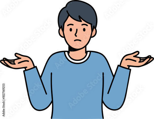 Man Shrugging with Hands Up, Expressing Confusion or Uncertainty