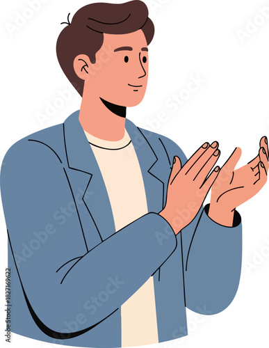 Clapping Hands Appreciation: A simple yet impactful image of a man applauding with hands clapping, showing appreciation and admiration.