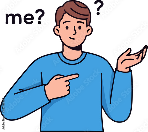 Confused Man Pointing to Himself Asking 'Me?'