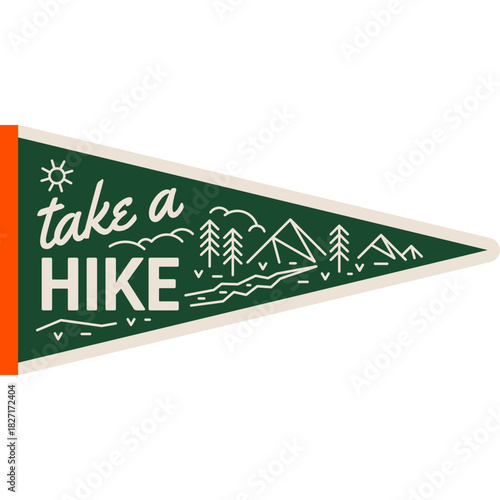 Modern retro outdoor adventure pennant flag illustration design