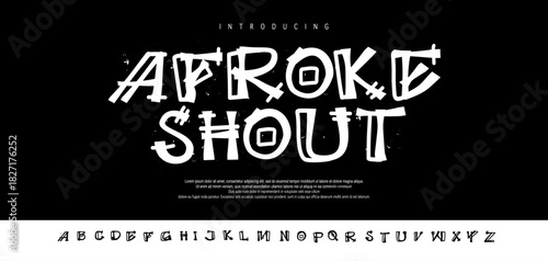 Afroke Shout is A tribal primitive display font inspired by African ethnic symbols and ancient coded lettering for bold cultural designs.