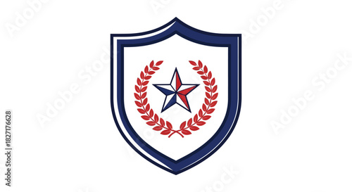 Elegant Shield Design with Star, Laurel Wreath, and Stylish Elements - Emblem, Badge, Symbol
