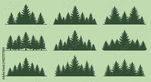 Captivating evergreen forest silhouette collection for natural landscapes, outdoor adventures, and serene wilderness designs
