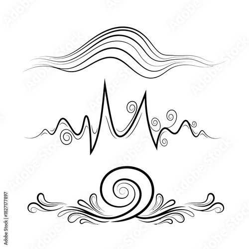 Elegant abstract decorative flourish elements add sophisticated artistic flair to any design project, enhancing visual appeal.